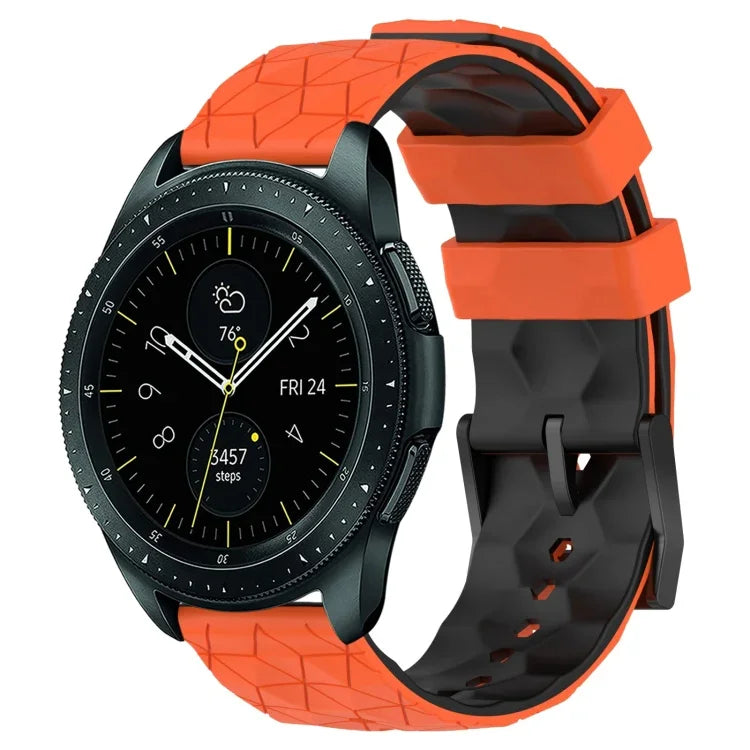 20mm フットボール柄ツートンカラーシリコン時計バンド、Samsung Galaxy Watch Active 2 44mm 用、Samsung Galaxy Watch 42mm 用