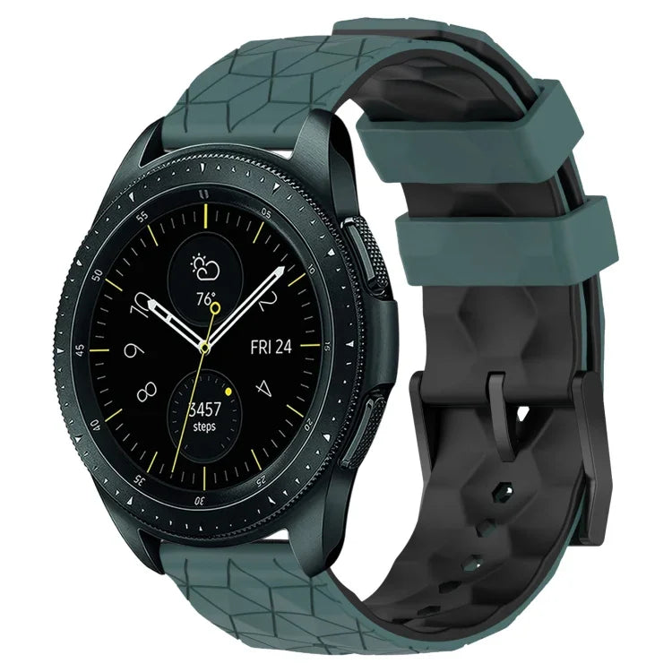 20mm フットボール柄ツートンカラーシリコン時計バンド、Samsung Galaxy Watch Active 2 44mm 用、Samsung Galaxy Watch 42mm 用