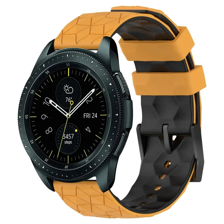 20mm フットボール柄ツートンカラーシリコン時計バンド、Samsung Galaxy Watch Active 2 44mm 用、Samsung Galaxy Watch 42mm 用