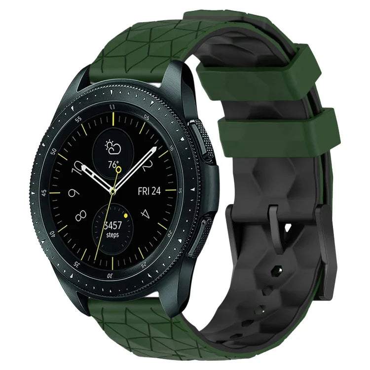 20mm フットボール柄ツートンカラーシリコン時計バンド、Samsung Galaxy Watch Active 2 44mm 用、Samsung Galaxy Watch 42mm 用