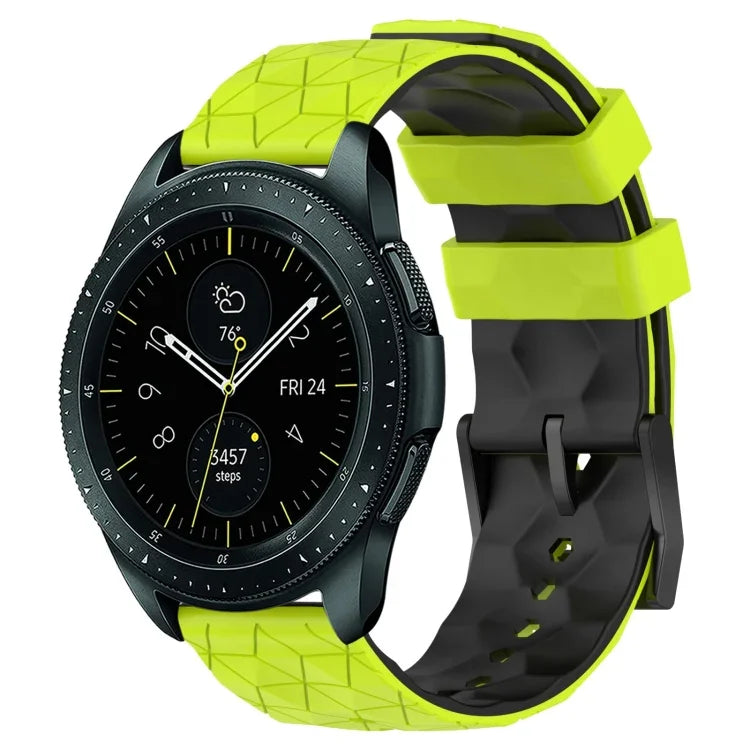 20mm フットボール柄ツートンカラーシリコン時計バンド、Samsung Galaxy Watch Active 2 44mm 用、Samsung Galaxy Watch 42mm 用