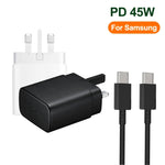 M135 45W USB-C / Type-Cポート急速充電器 5A Type-C to Type-Cケーブル付き、UKプラグ、UKプラグ＋Type-Cケーブル