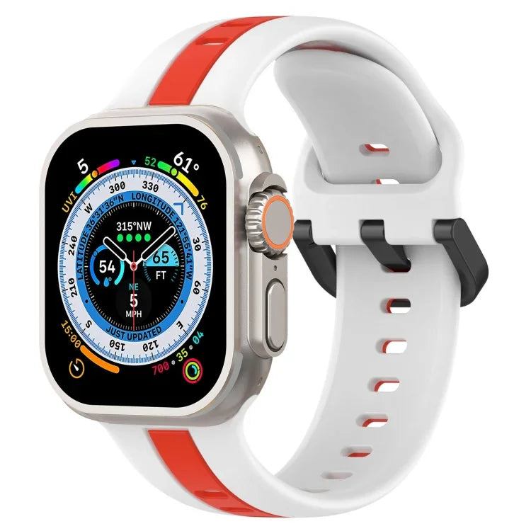 ツーカラー ループバックル シリコンウォッチバンド、Apple Watch Ultra 49mm用、Apple Watch Series 8&7 45mm用、Apple Watch Series 8&7 41mm用