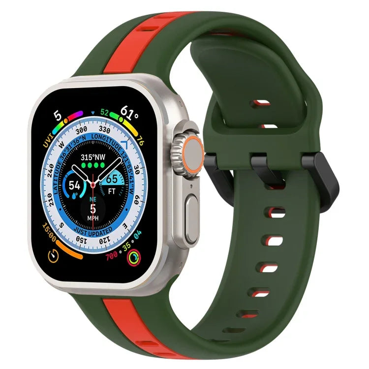 ツーカラー ループバックル シリコンウォッチバンド、Apple Watch Ultra 49mm用、Apple Watch Series 8&7 45mm用、Apple Watch Series 8&7 41mm用