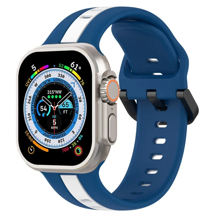 ツーカラー ループバックル シリコンウォッチバンド、Apple Watch Ultra 49mm用、Apple Watch Series 8&7 45mm用、Apple Watch Series 8&7 41mm用