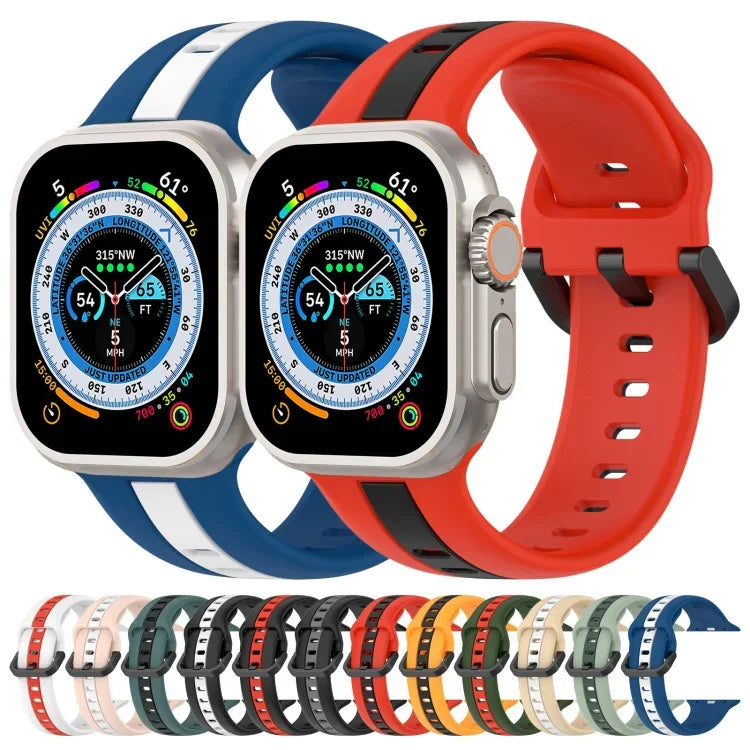 ツーカラー ループバックル シリコンウォッチバンド、Apple Watch Ultra 49mm用、Apple Watch Series 8&7 45mm用、Apple Watch Series 8&7 41mm用