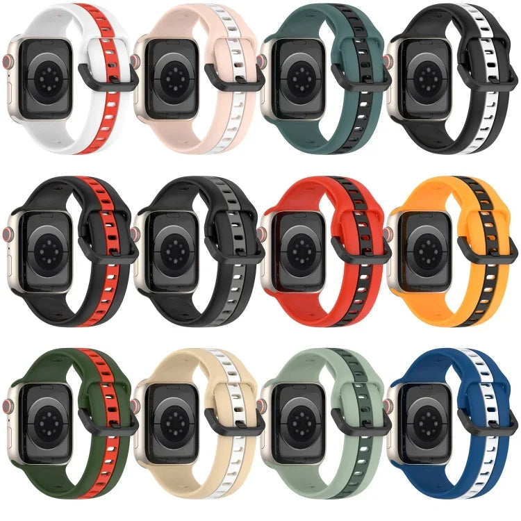 ツーカラー ループバックル シリコンウォッチバンド、Apple Watch Ultra 49mm用、Apple Watch Series 8&7 45mm用、Apple Watch Series 8&7 41mm用