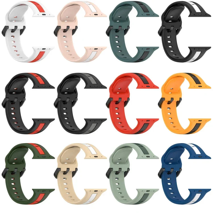 ツーカラー ループバックル シリコンウォッチバンド、Apple Watch Ultra 49mm用、Apple Watch Series 8&7 45mm用、Apple Watch Series 8&7 41mm用