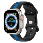 バタフライバックル ツーカラー シリコンウォッチバンド、Apple Watch Ultra 49mm用、Apple Watch Series 8&7 45mm用、Apple Watch Series 8&7 41mm用