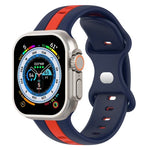 バタフライバックル ツーカラー シリコンウォッチバンド、Apple Watch Ultra 49mm用、Apple Watch Series 8&7 45mm用、Apple Watch Series 8&7 41mm用
