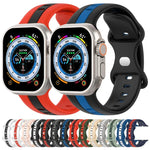 バタフライバックル ツーカラー シリコンウォッチバンド、Apple Watch Ultra 49mm用、Apple Watch Series 8&7 45mm用、Apple Watch Series 8&7 41mm用