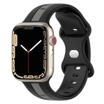 バタフライバックル ツーカラー シリコンウォッチバンド、Apple Watch Ultra 49mm用、Apple Watch Series 8&7 45mm用、Apple Watch Series 8&7 41mm用