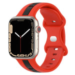 バタフライバックル ツーカラー シリコンウォッチバンド、Apple Watch Ultra 49mm用、Apple Watch Series 8&7 45mm用、Apple Watch Series 8&7 41mm用