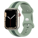 バタフライバックル ツーカラー シリコンウォッチバンド、Apple Watch Ultra 49mm用、Apple Watch Series 8&7 45mm用、Apple Watch Series 8&7 41mm用