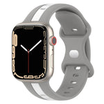 バタフライバックル ツーカラー シリコンウォッチバンド、Apple Watch Ultra 49mm用、Apple Watch Series 8&7 45mm用、Apple Watch Series 8&7 41mm用