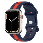 バタフライバックル ツーカラー シリコンウォッチバンド、Apple Watch Ultra 49mm用、Apple Watch Series 8&7 45mm用、Apple Watch Series 8&7 41mm用