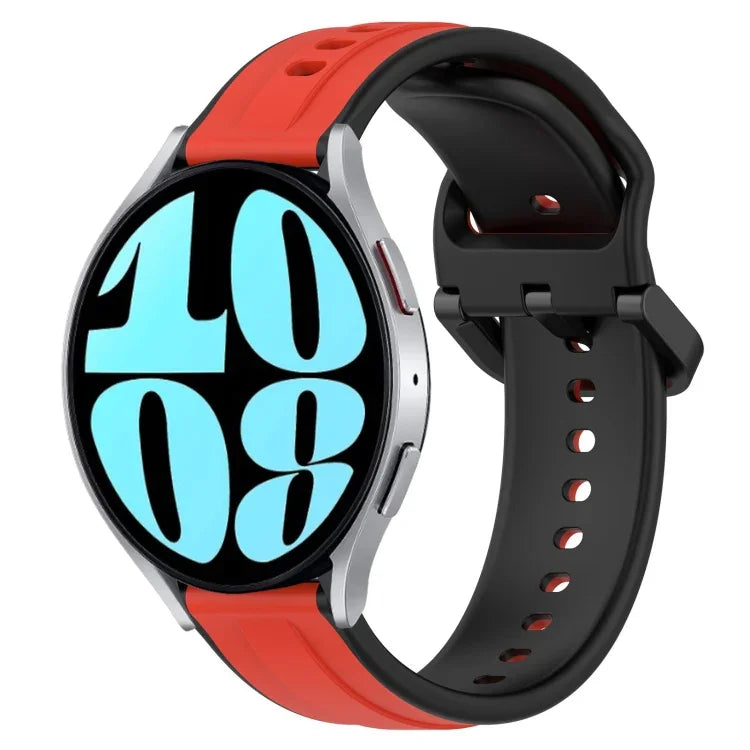 20mm Convex Loop Two-Color Silicone Watch Band, For Samsung Galaxy Watch 6 40mm, For Samsung Galaxy Watch 6 Classic 43mm