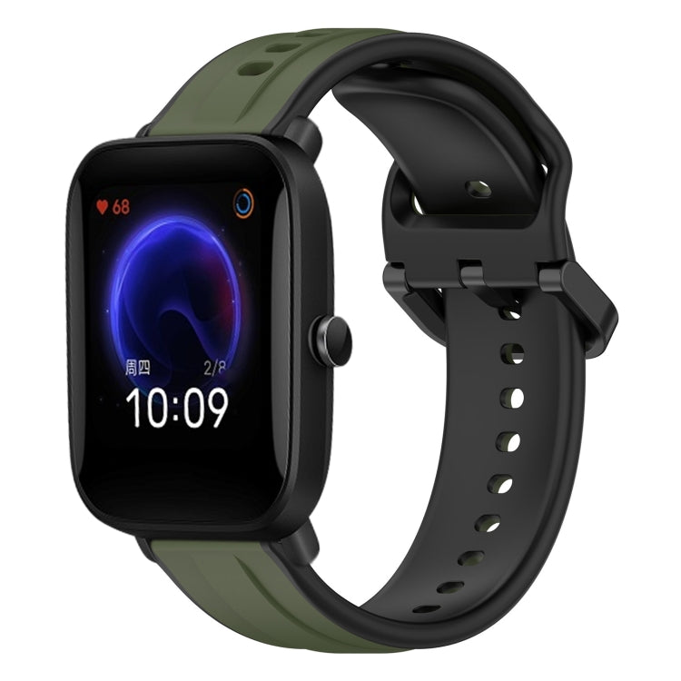 20mm Convex Loop Two-Color Silicone Watch Band, For Amazfit Pop, For Amazfit GTS 4 Mini, For Amazfit Bip 3, For Amazfit Bip 1S