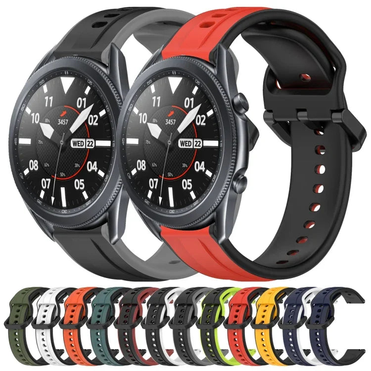 22mm Convex Loop Two-Color Silicone Watch Band, For Samsung Galaxy Watch3 45mm, For Samsung Galaxy Watch 46mm, For Samsung Gear S3 Classic, For Samsung Gear S3 Frontier