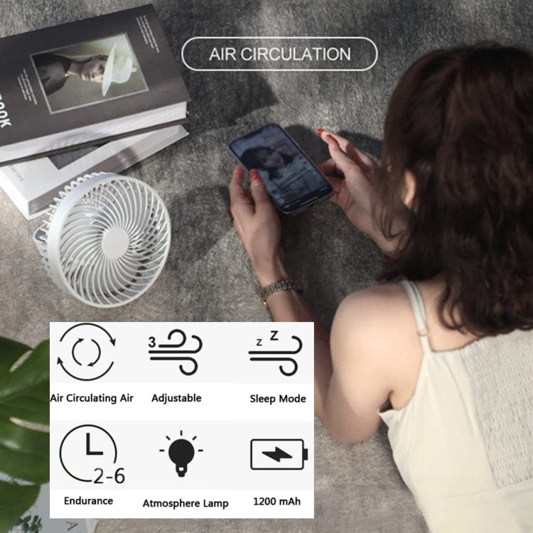多機能LED充電式屋外ポータブルテントキャンプファン、ブラック、ホワイト