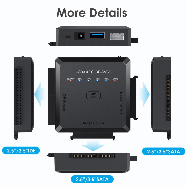 USB3.0 to SATAまたはIDEハードドライブアダプターコンバーター クローン機能付き