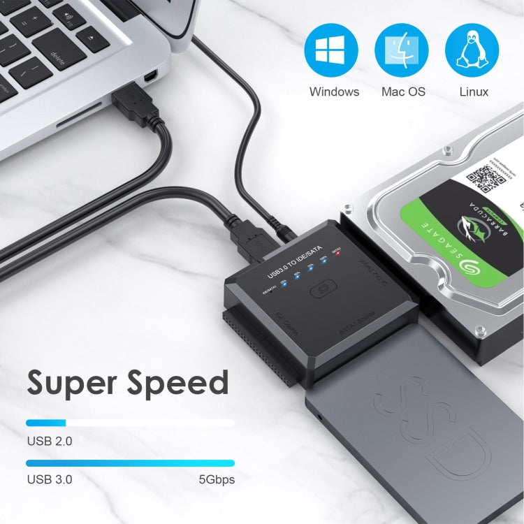 USB3.0 to SATAまたはIDEハードドライブアダプターコンバーター クローン機能付き