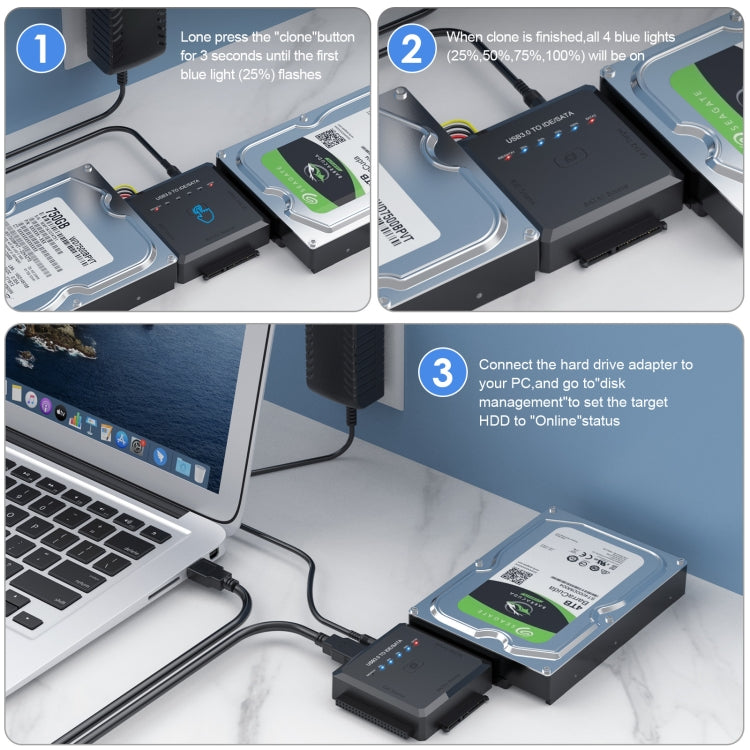 USB3.0 to SATAまたはIDEハードドライブアダプターコンバーター クローン機能付き