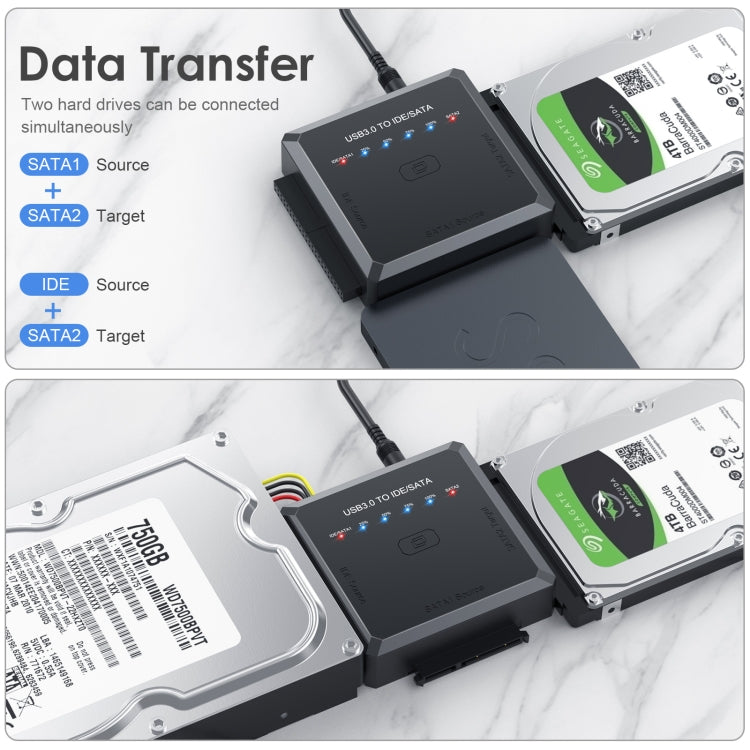 USB3.0 to SATAまたはIDEハードドライブアダプターコンバーター クローン機能付き