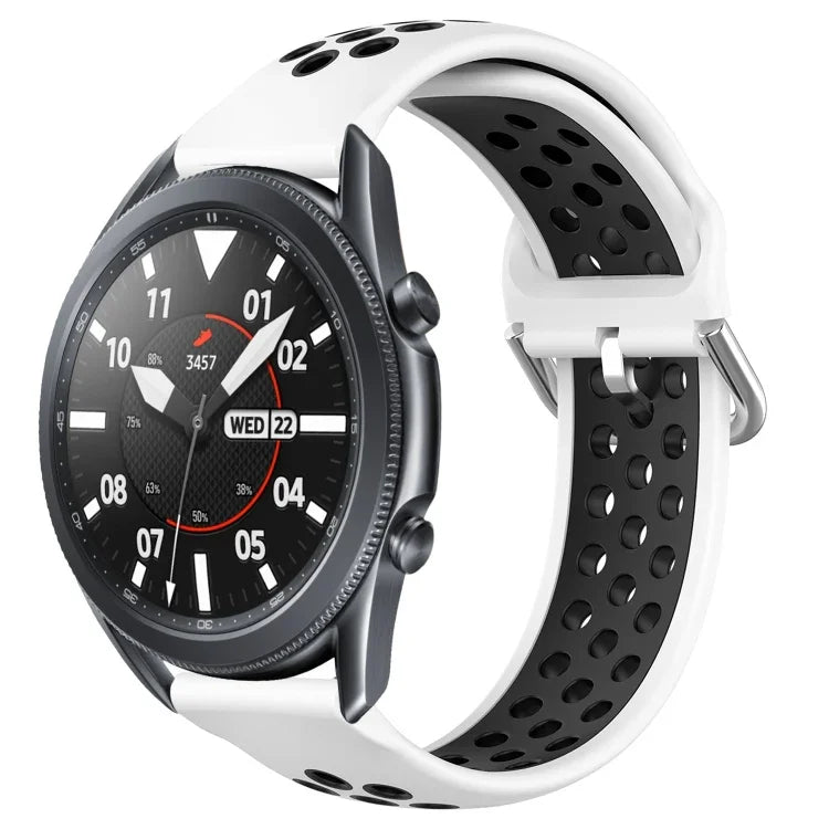 22mm 穴あき通気性スポーツシリコン時計バンド、Samsung Galaxy Watch3 45mm 用、Samsung Gear S3 Classic 用、Samsung Gear S3 Frontier 用