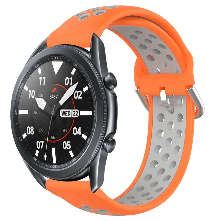 22mm 穴あき通気性スポーツシリコン時計バンド、Samsung Galaxy Watch3 45mm 用、Samsung Gear S3 Classic 用、Samsung Gear S3 Frontier 用