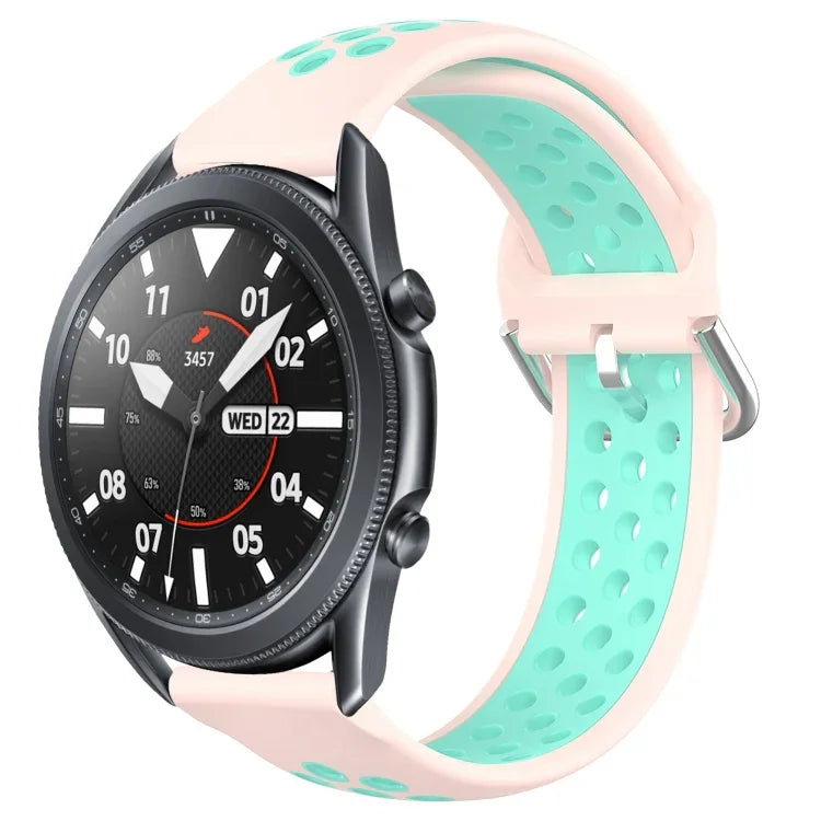 22mm 穴あき通気性スポーツシリコン時計バンド、Samsung Galaxy Watch3 45mm 用、Samsung Gear S3 Classic 用、Samsung Gear S3 Frontier 用