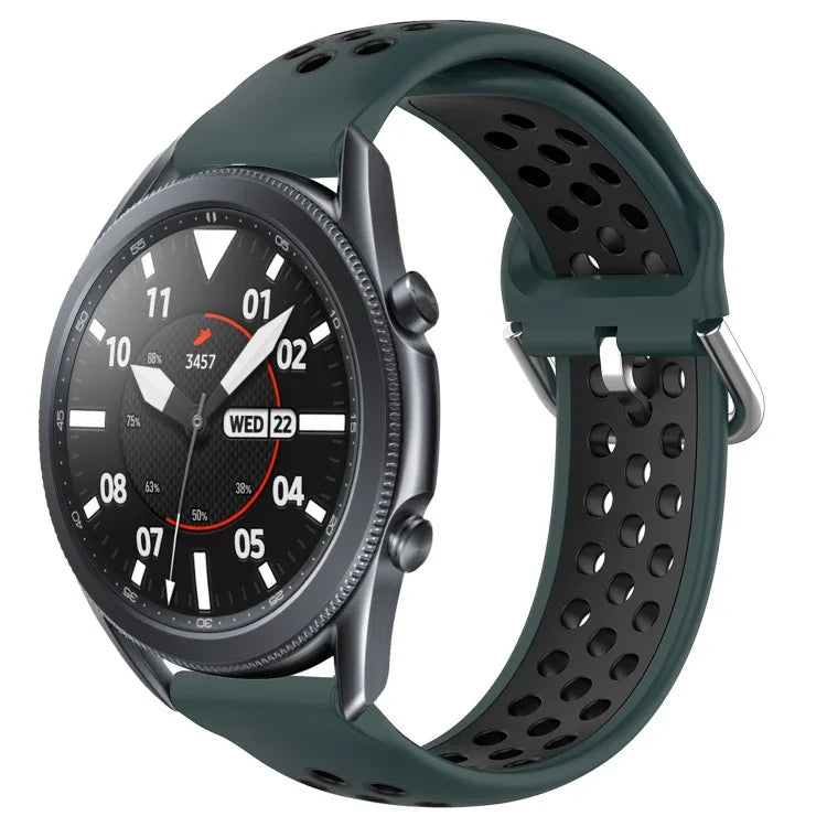 22mm 穴あき通気性スポーツシリコン時計バンド、Samsung Galaxy Watch3 45mm 用、Samsung Gear S3 Classic 用、Samsung Gear S3 Frontier 用