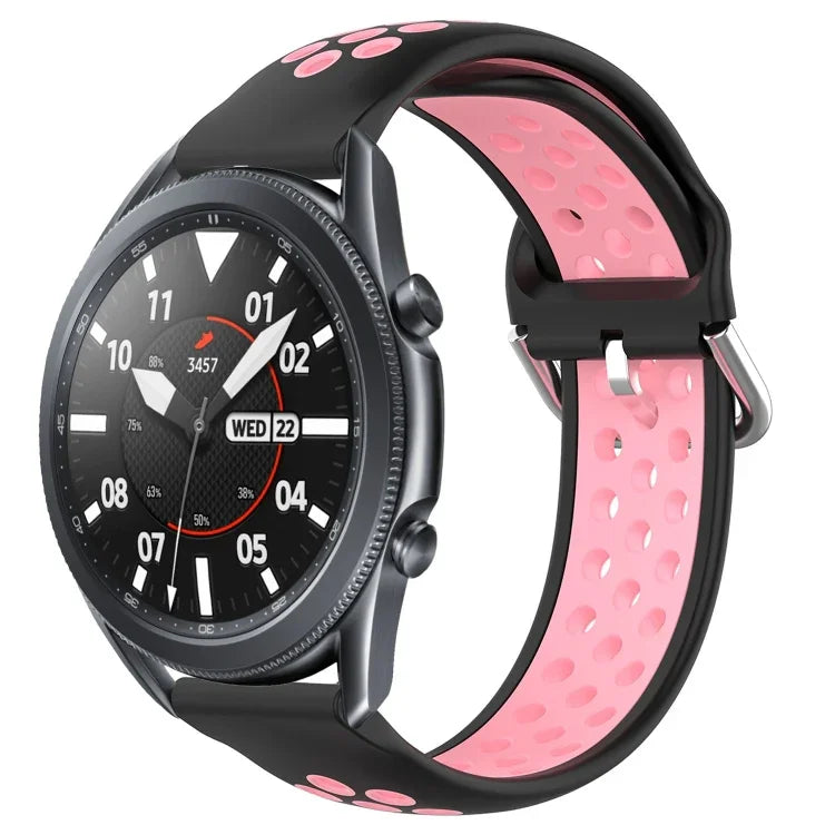 22mm 穴あき通気性スポーツシリコン時計バンド、Samsung Galaxy Watch3 45mm 用、Samsung Gear S3 Classic 用、Samsung Gear S3 Frontier 用