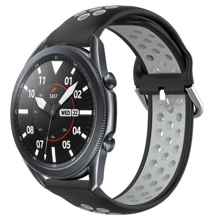 22mm 穴あき通気性スポーツシリコン時計バンド、Samsung Galaxy Watch3 45mm 用、Samsung Gear S3 Classic 用、Samsung Gear S3 Frontier 用