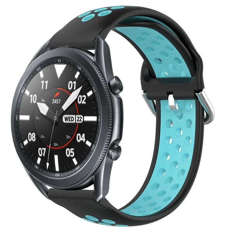 22mm 穴あき通気性スポーツシリコン時計バンド、Samsung Galaxy Watch3 45mm 用、Samsung Gear S3 Classic 用、Samsung Gear S3 Frontier 用
