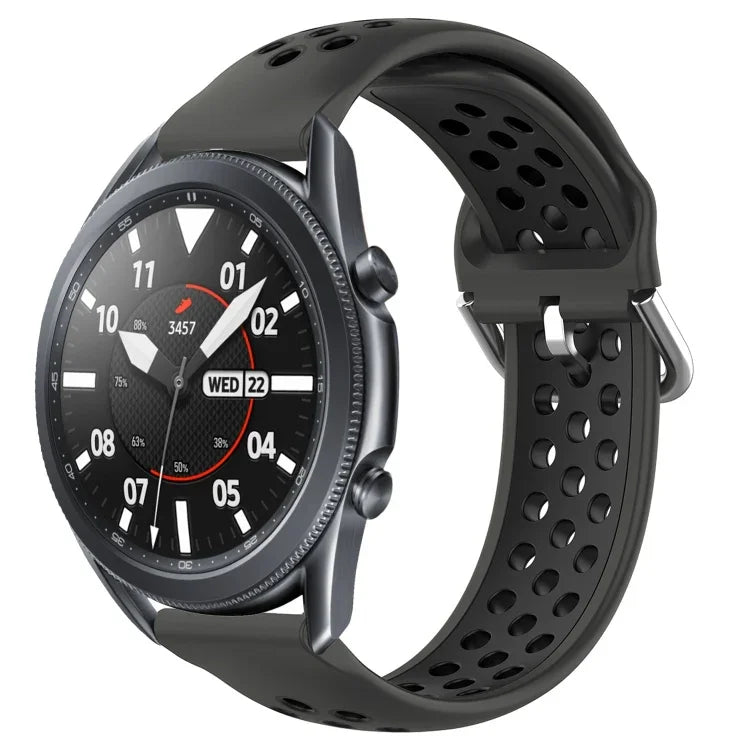 22mm 穴あき通気性スポーツシリコン時計バンド、Samsung Galaxy Watch3 45mm 用、Samsung Gear S3 Classic 用、Samsung Gear S3 Frontier 用
