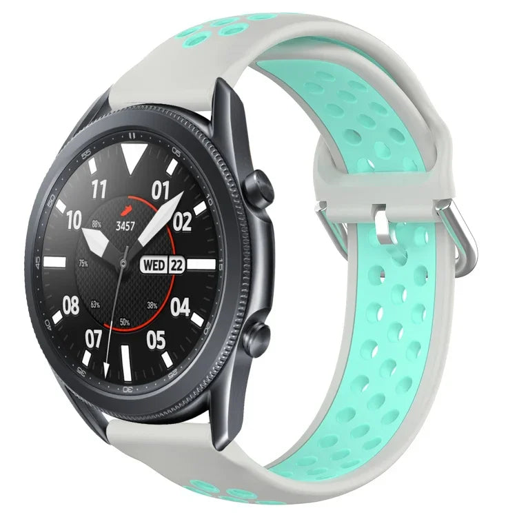 22mm 穴あき通気性スポーツシリコン時計バンド、Samsung Galaxy Watch3 45mm 用、Samsung Gear S3 Classic 用、Samsung Gear S3 Frontier 用