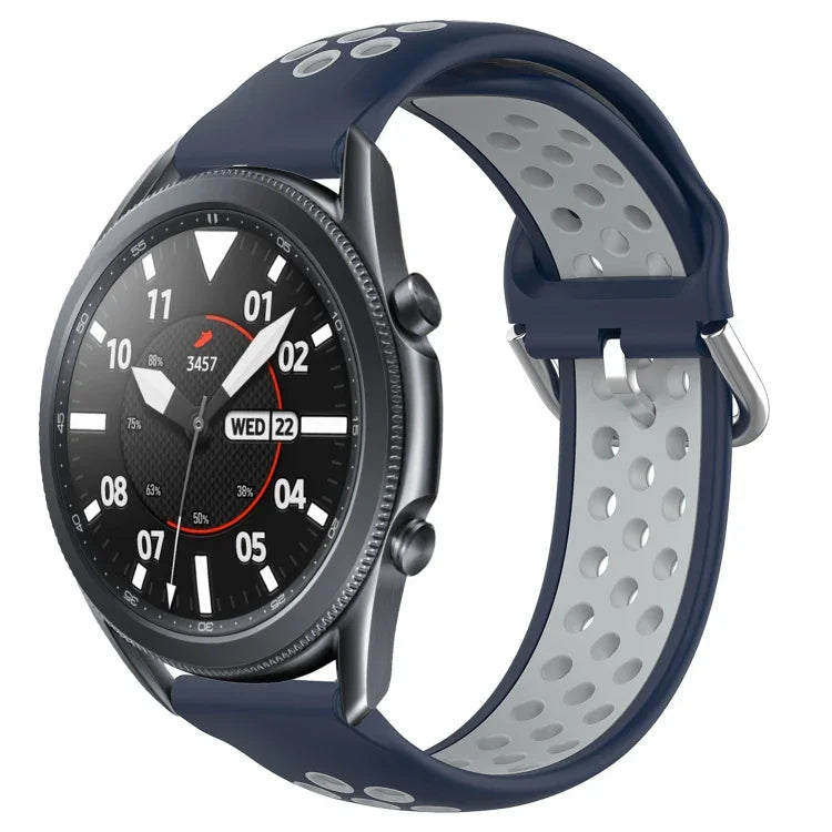22mm 穴あき通気性スポーツシリコン時計バンド、Samsung Galaxy Watch3 45mm 用、Samsung Gear S3 Classic 用、Samsung Gear S3 Frontier 用