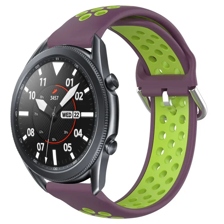 22mm 穴あき通気性スポーツシリコン時計バンド、Samsung Galaxy Watch3 45mm 用、Samsung Gear S3 Classic 用、Samsung Gear S3 Frontier 用