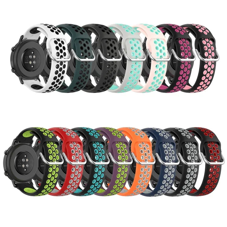22mm 穴あき通気性スポーツシリコン時計バンド、Samsung Galaxy Watch3 45mm 用、Samsung Gear S3 Classic 用、Samsung Gear S3 Frontier 用