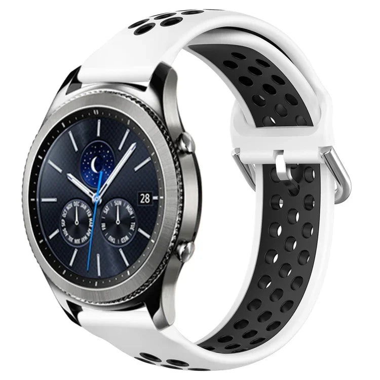 22mm 穴あき通気性スポーツシリコン時計バンド、Samsung Galaxy Watch3 45mm 用、Samsung Gear S3 Classic 用、Samsung Gear S3 Frontier 用