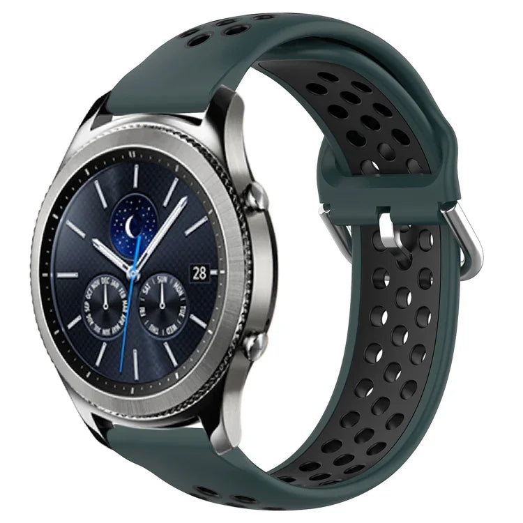 22mm 穴あき通気性スポーツシリコン時計バンド、Samsung Galaxy Watch3 45mm 用、Samsung Gear S3 Classic 用、Samsung Gear S3 Frontier 用