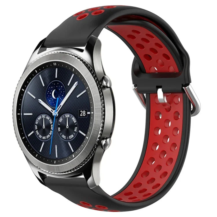 22mm 穴あき通気性スポーツシリコン時計バンド、Samsung Galaxy Watch3 45mm 用、Samsung Gear S3 Classic 用、Samsung Gear S3 Frontier 用