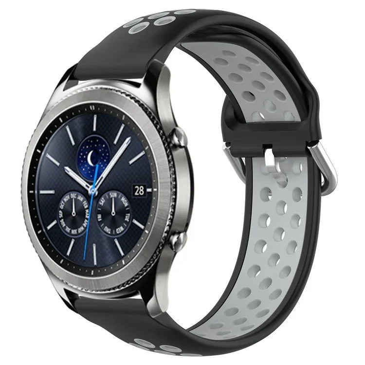 22mm 穴あき通気性スポーツシリコン時計バンド、Samsung Galaxy Watch3 45mm 用、Samsung Gear S3 Classic 用、Samsung Gear S3 Frontier 用