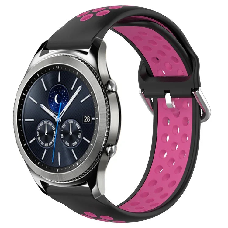 22mm 穴あき通気性スポーツシリコン時計バンド、Samsung Galaxy Watch3 45mm 用、Samsung Gear S3 Classic 用、Samsung Gear S3 Frontier 用