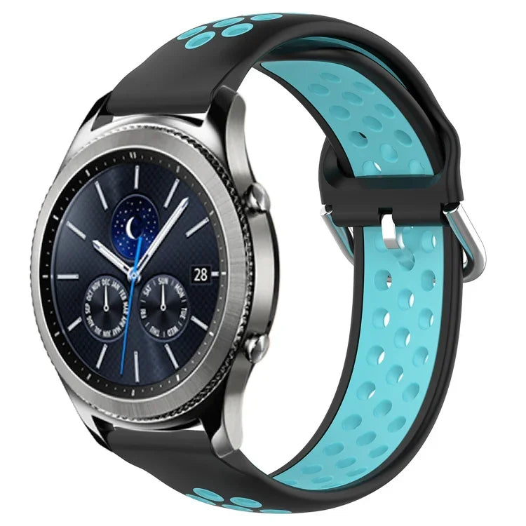 22mm 穴あき通気性スポーツシリコン時計バンド、Samsung Galaxy Watch3 45mm 用、Samsung Gear S3 Classic 用、Samsung Gear S3 Frontier 用