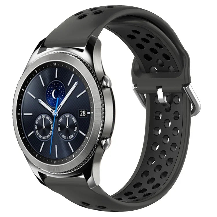 22mm 穴あき通気性スポーツシリコン時計バンド、Samsung Galaxy Watch3 45mm 用、Samsung Gear S3 Classic 用、Samsung Gear S3 Frontier 用