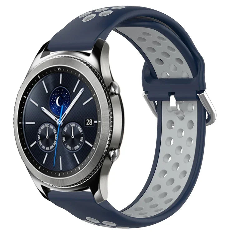 22mm 穴あき通気性スポーツシリコン時計バンド、Samsung Galaxy Watch3 45mm 用、Samsung Gear S3 Classic 用、Samsung Gear S3 Frontier 用