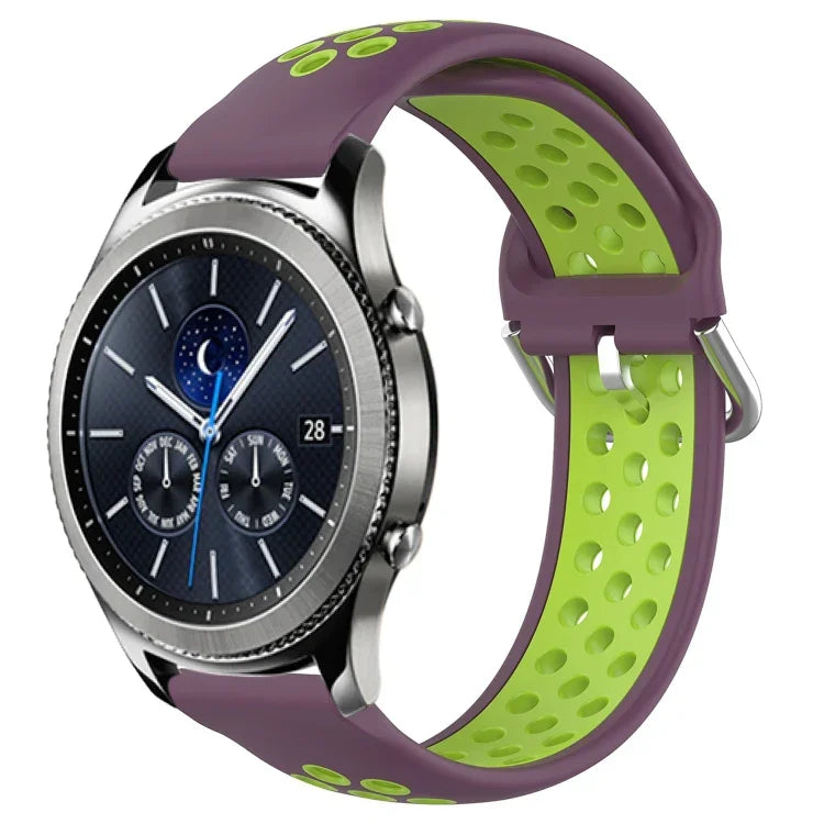 22mm 穴あき通気性スポーツシリコン時計バンド、Samsung Galaxy Watch3 45mm 用、Samsung Gear S3 Classic 用、Samsung Gear S3 Frontier 用