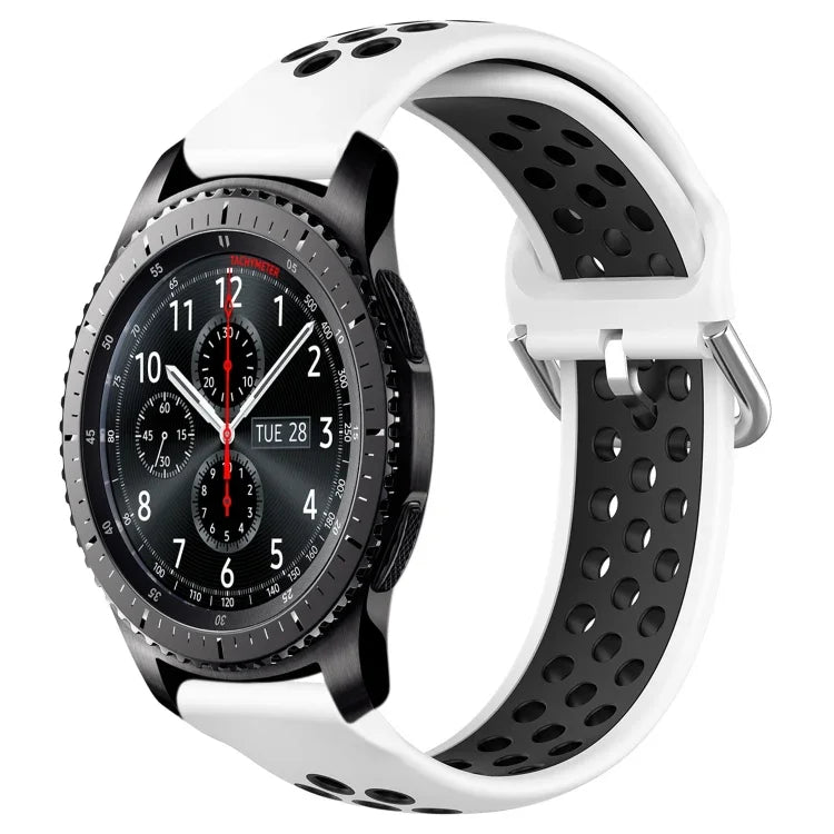 22mm 穴あき通気性スポーツシリコン時計バンド、Samsung Galaxy Watch3 45mm 用、Samsung Gear S3 Classic 用、Samsung Gear S3 Frontier 用